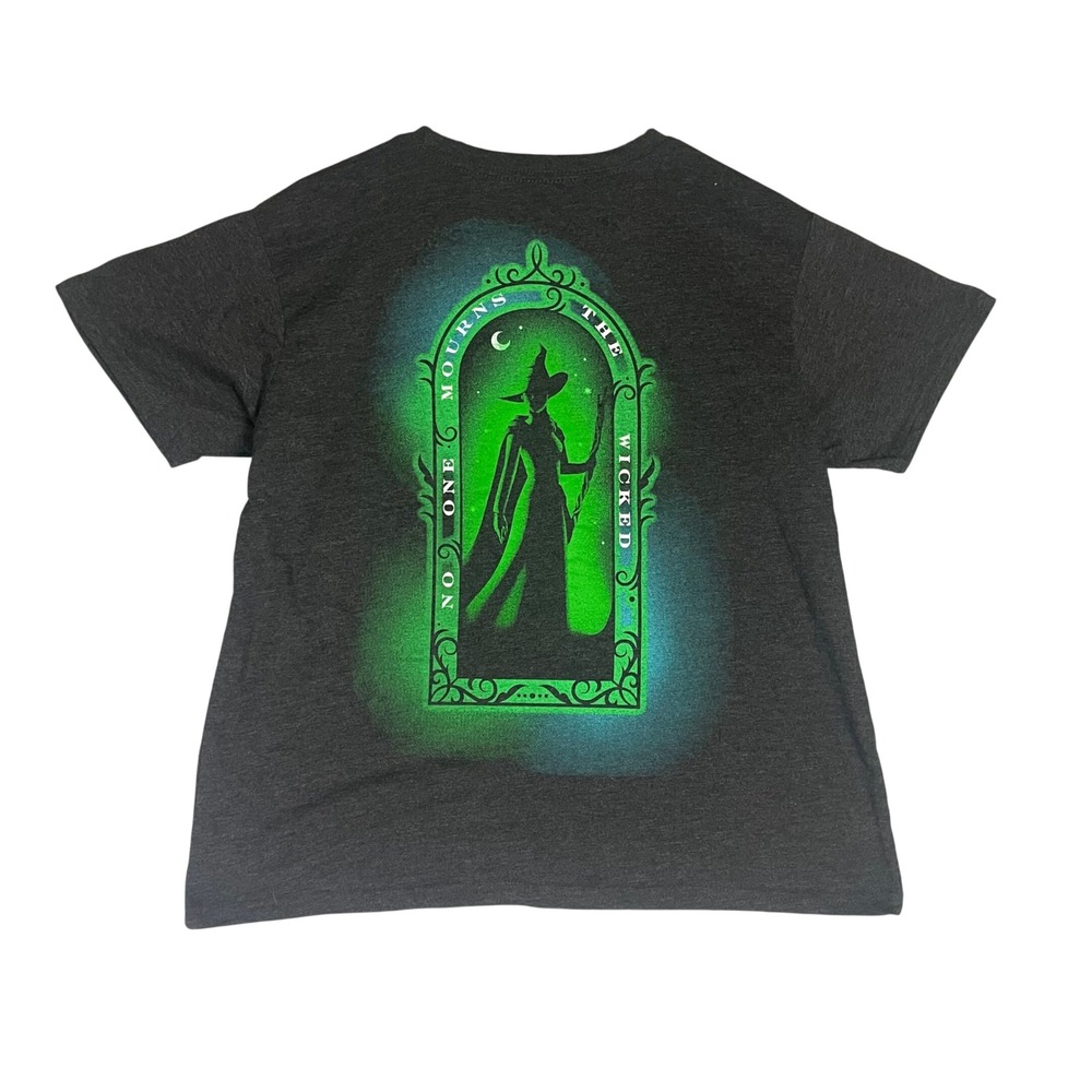 Wicked Musical T-Shirt XL Charcoal No One Mourns The Wicked Elphaba Graphic Tee